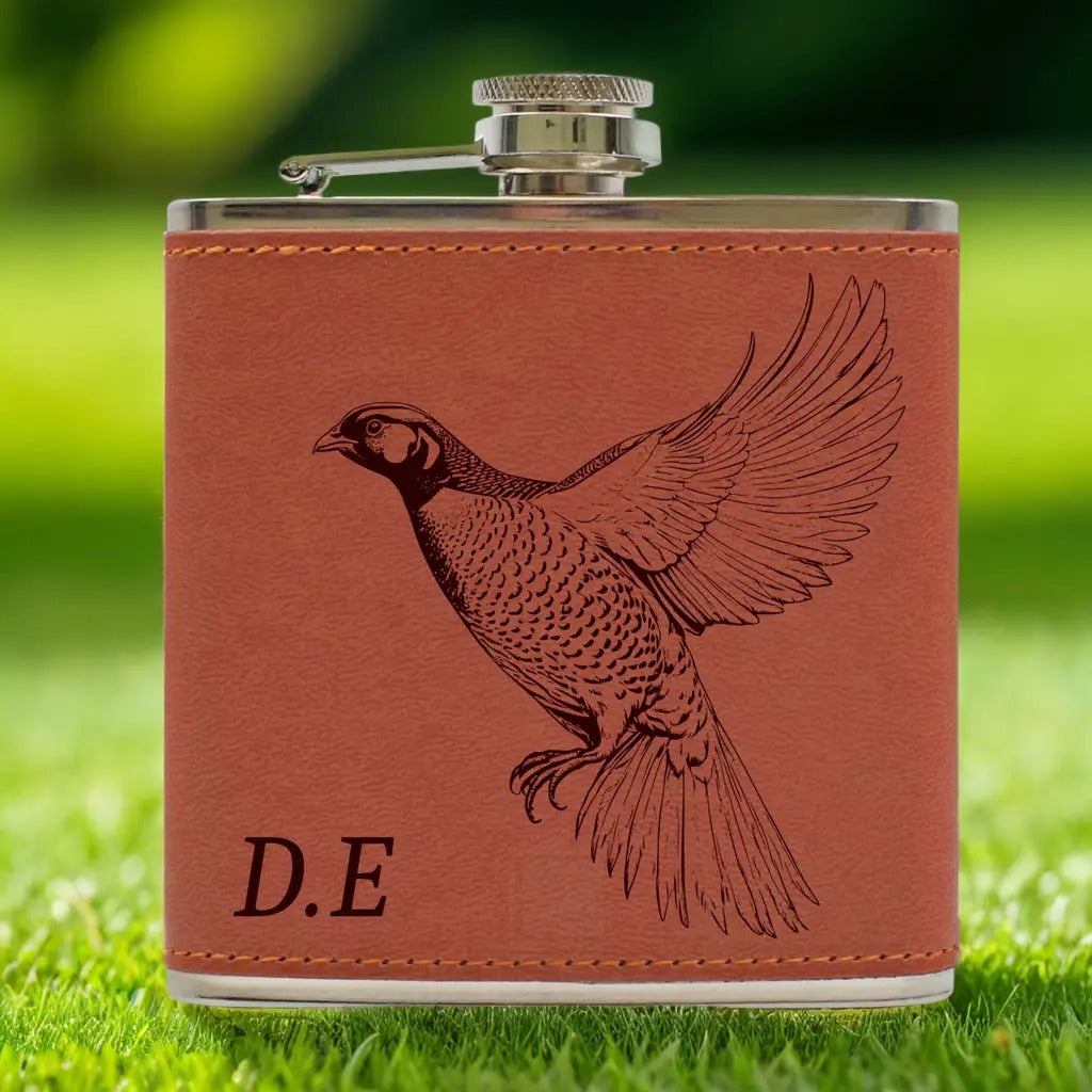 Personalised Hip Flask pheasant design – Best Hip Flask for Whiskey Hipster Flask Gift