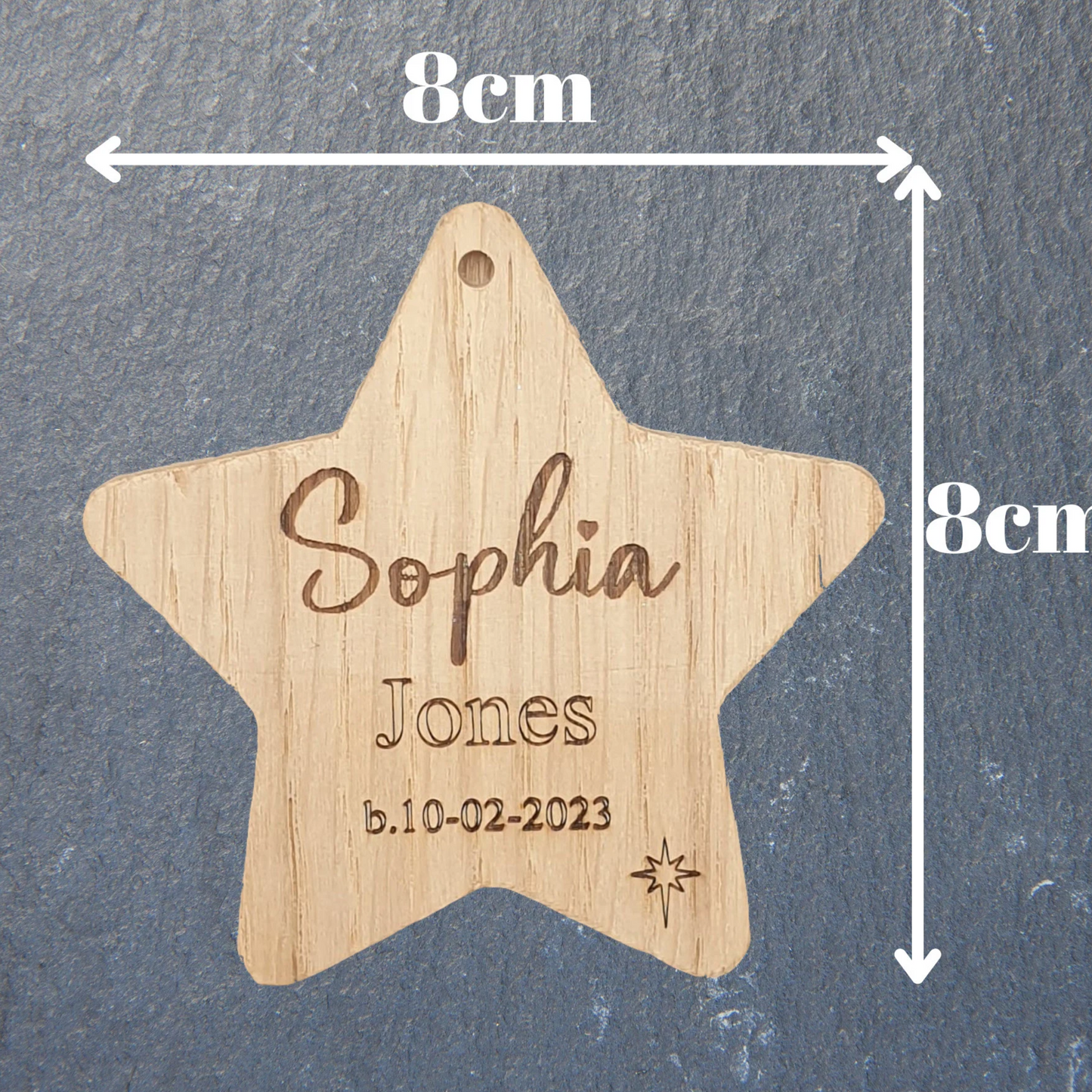 Custom Engraved Baby's First Christmas Star Tree Bauble