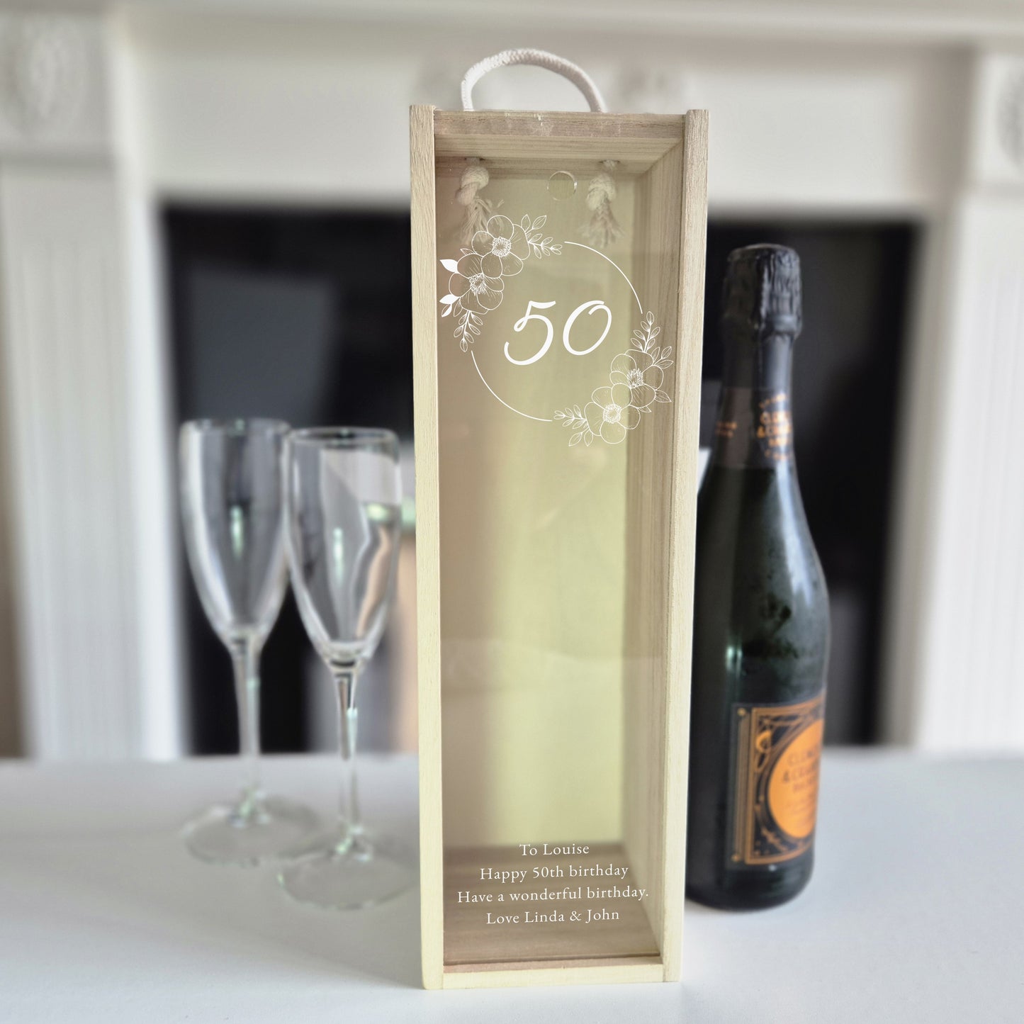 Personalised Champagne Gift Box – 50th Birthday wine box