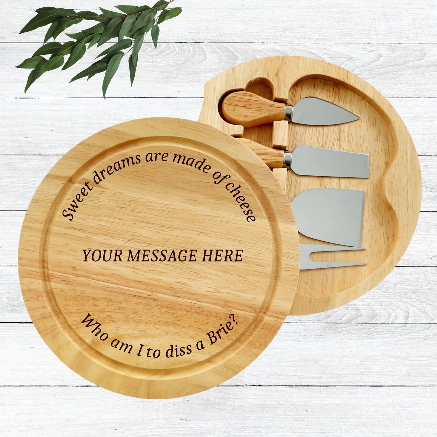 Personalised Cheese Board Gift Set – Custom Engraved Wood Cheese board gift set