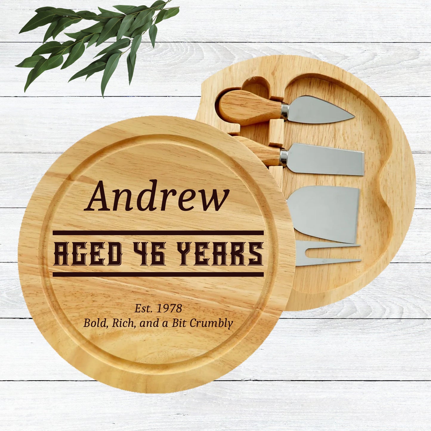 Personalised Cheese Board Gift Set – Custom Engraved Wood Cheese board gift set