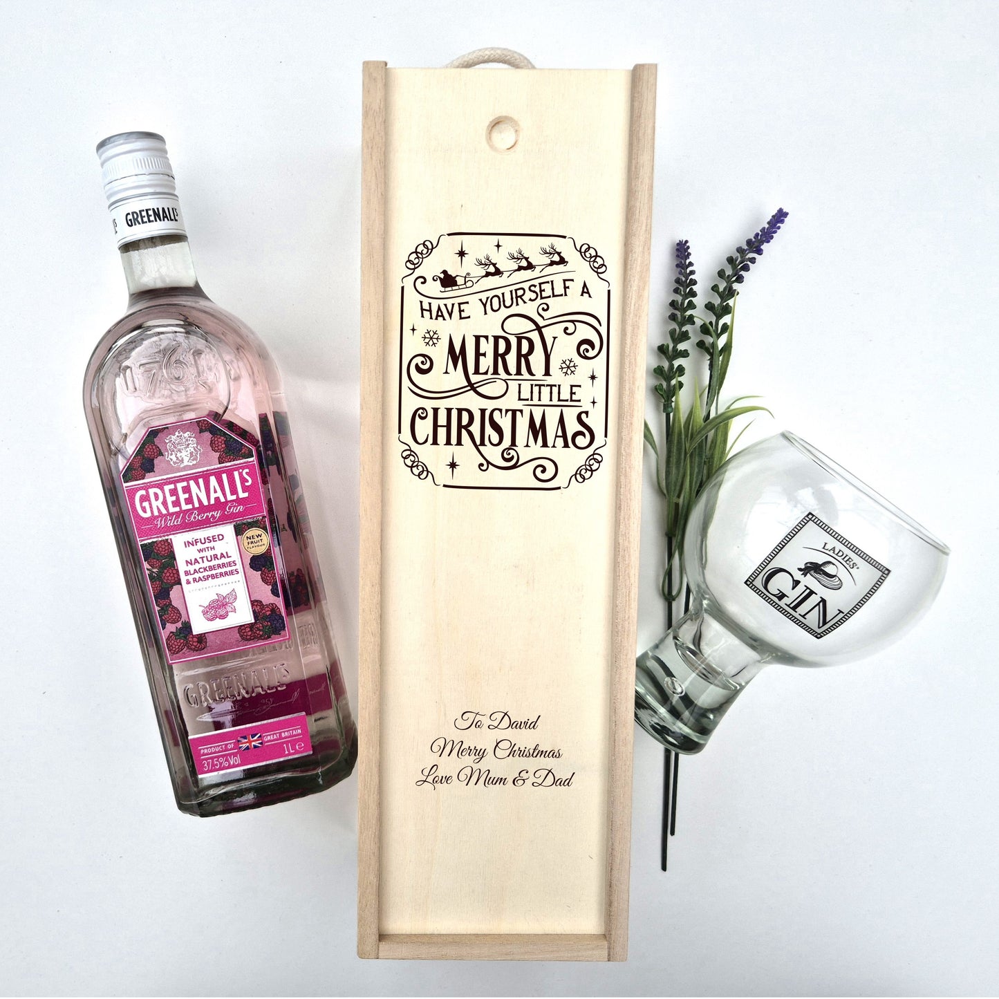 Personalised Christmas Champagne Box – Have Yourself A Merry Little Christmas Engraved Wooden wine Box