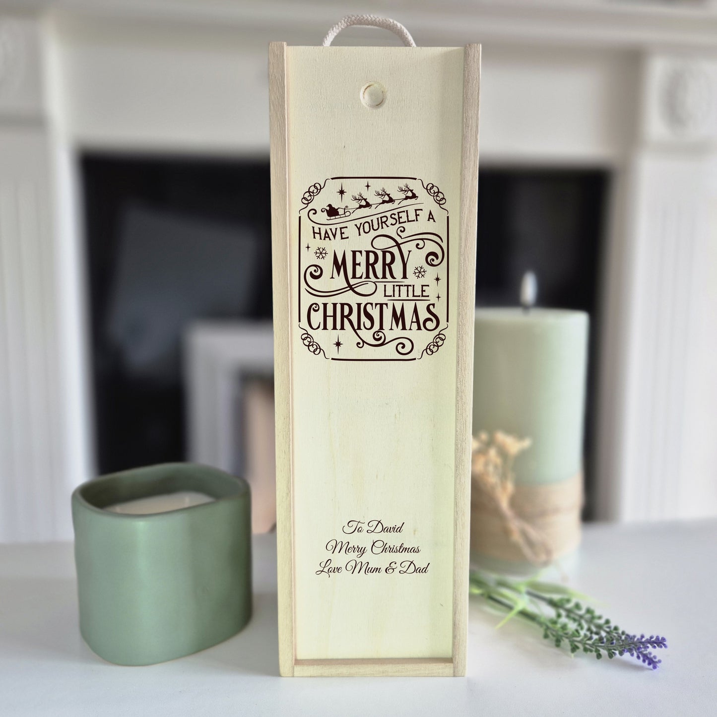 Personalised Christmas Champagne Box – Have Yourself A Merry Little Christmas Engraved Wooden wine Box