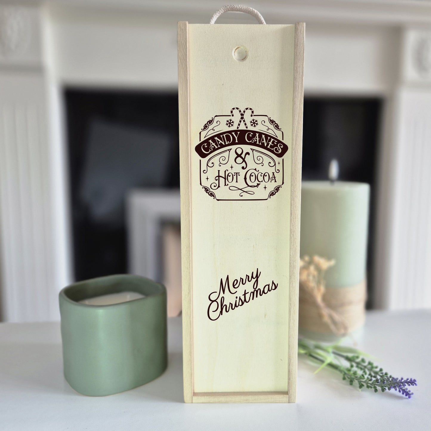Personalised Christmas Champagne Box – Candy Canes & Hot Cocoa Engraved Wooden wine Box Engraved Wooden Wine Gift Box