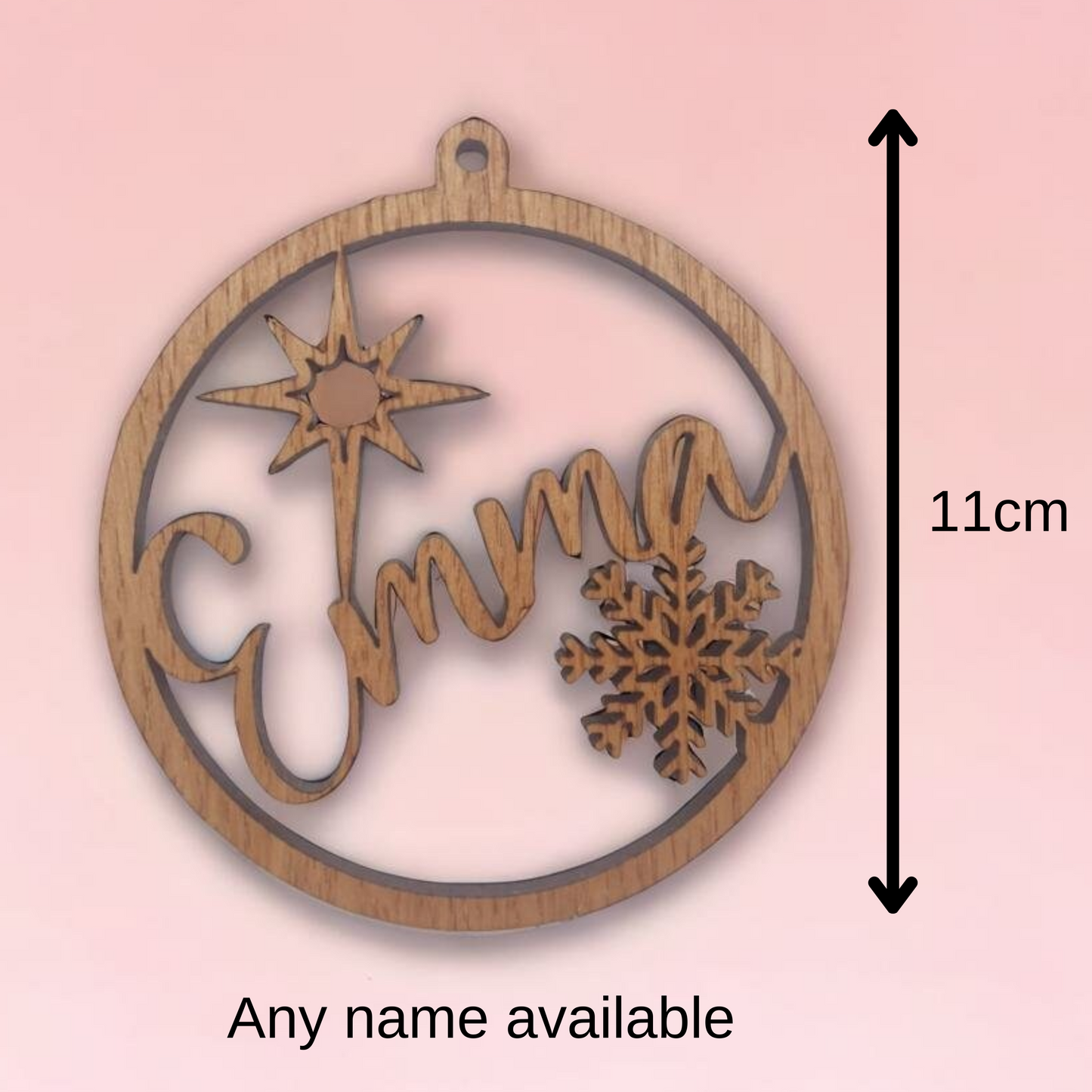 Custom Christmas Oak Bauble