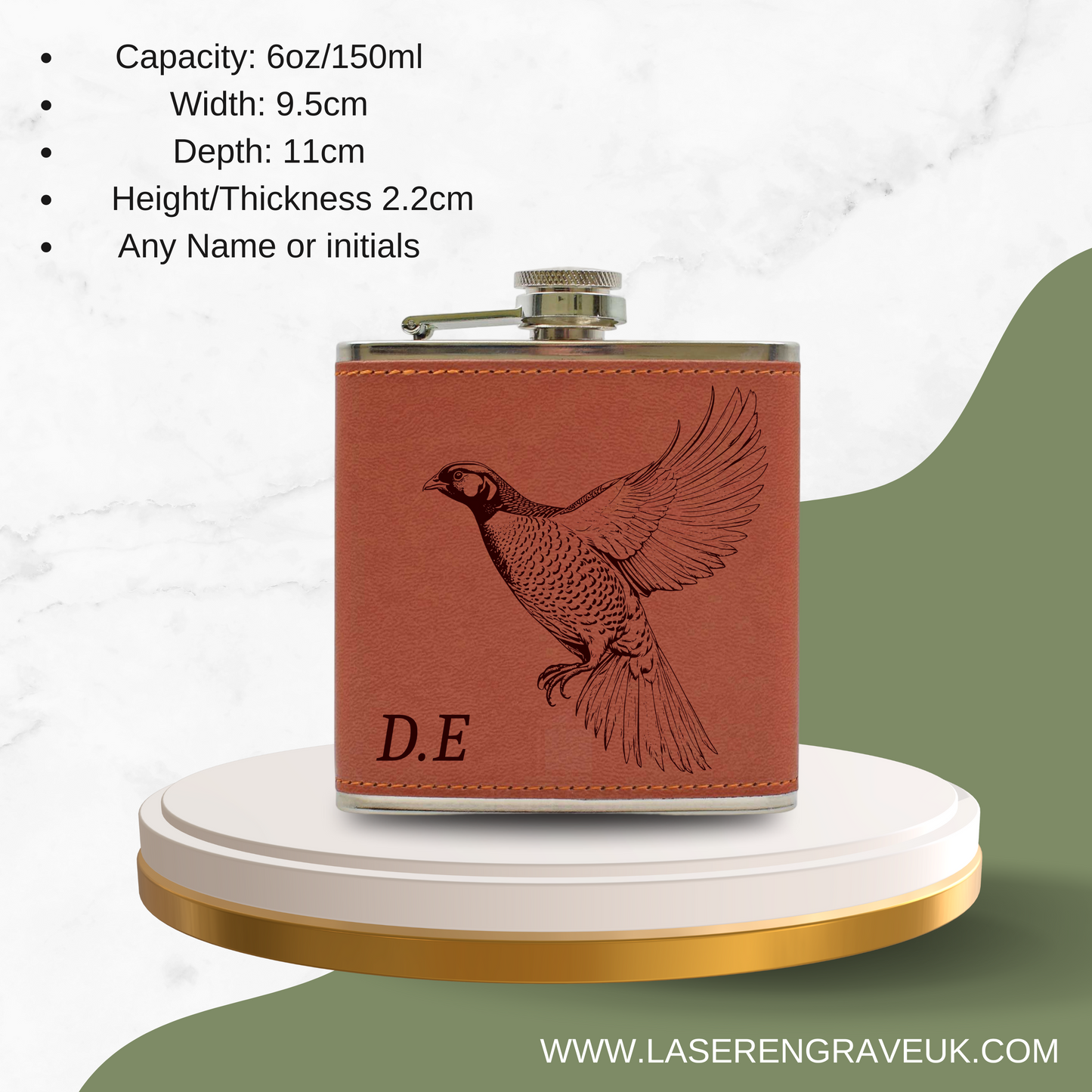 Personalised Hip Flask pheasant design – Best Hip Flask for Whiskey Hipster Flask Gift