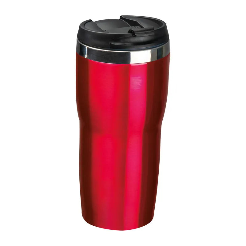 Zadar 500ml stainless steel thermo mug in red with a black screw-on lid