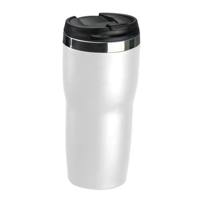 Zadar 500ml stainless steel thermo mug in white with a black screw-on lid