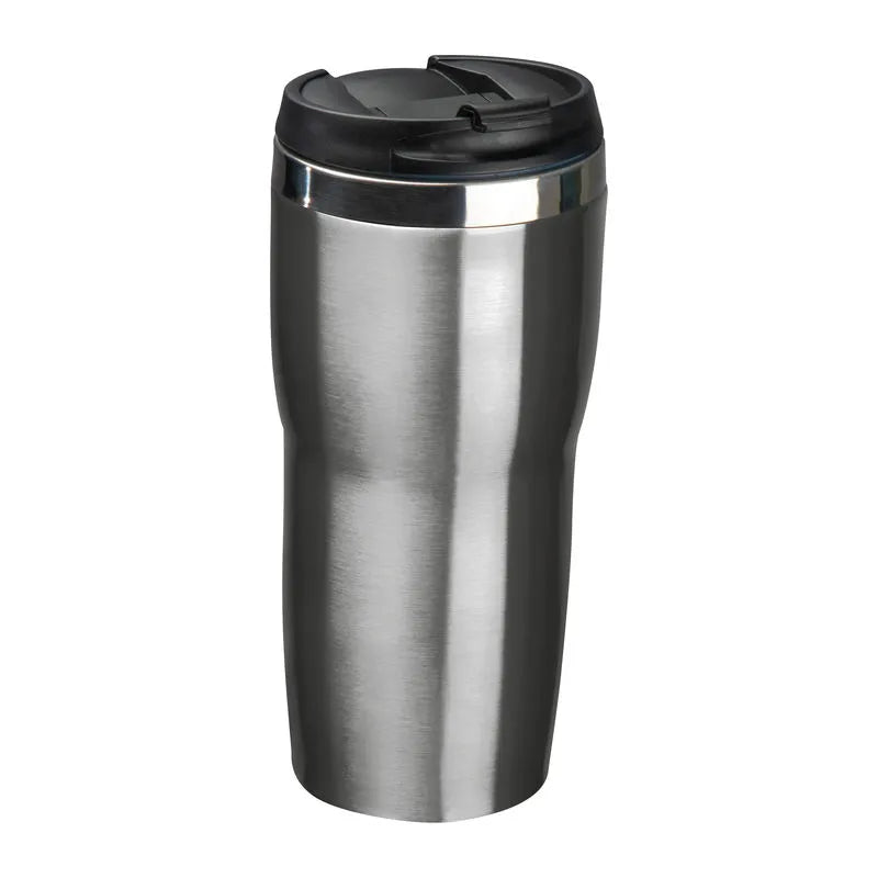 Zadar 500ml stainless steel thermo mug in grey with a black screw-on lid