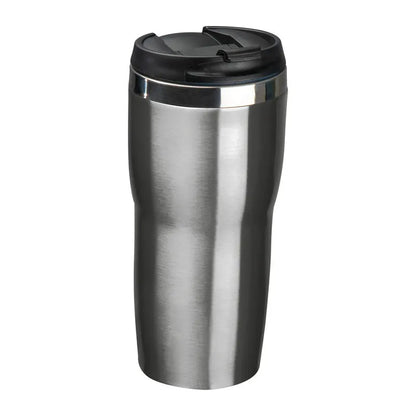 Zadar 500ml stainless steel thermo mug in grey with a black screw-on lid
