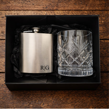 Personalised Hip Flask & Whisky Glass Set – Best Man Gift, Groomsman Gift, Father of the Bride Gift, Bridesmaid Gift