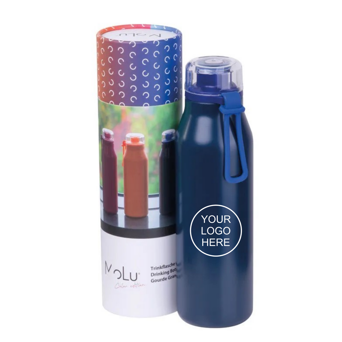 MoLu Grand Haven 640ml insulated corporate bottle – navy blue