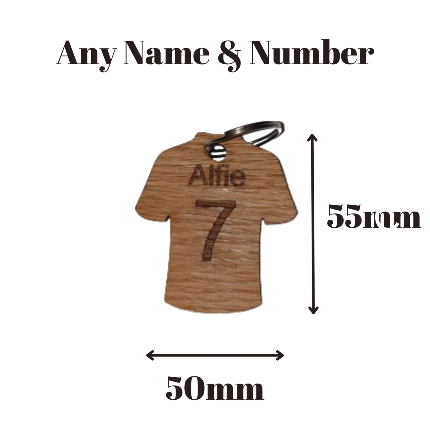 Custom Engraved Football shirt keyrings- party bag personalised keyrings
