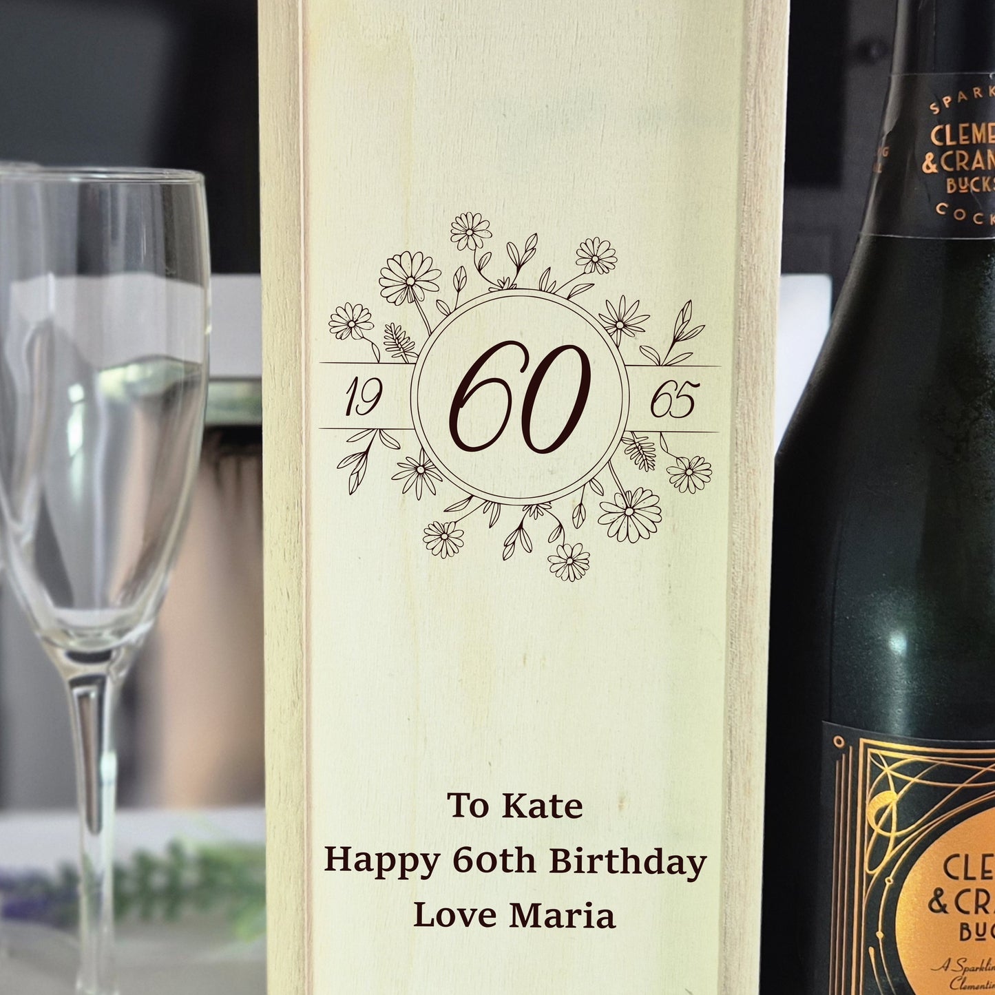 Personalised 60th Birthday Champagne Gift Box – Birthday Keepsake for Milestones