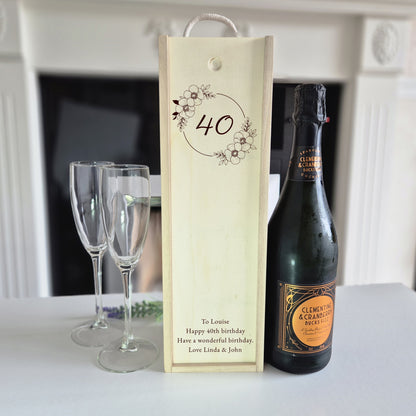 Personalised 40th Birthday Champagne Gift Box – Birthday Keepsake for 40 years Milestones