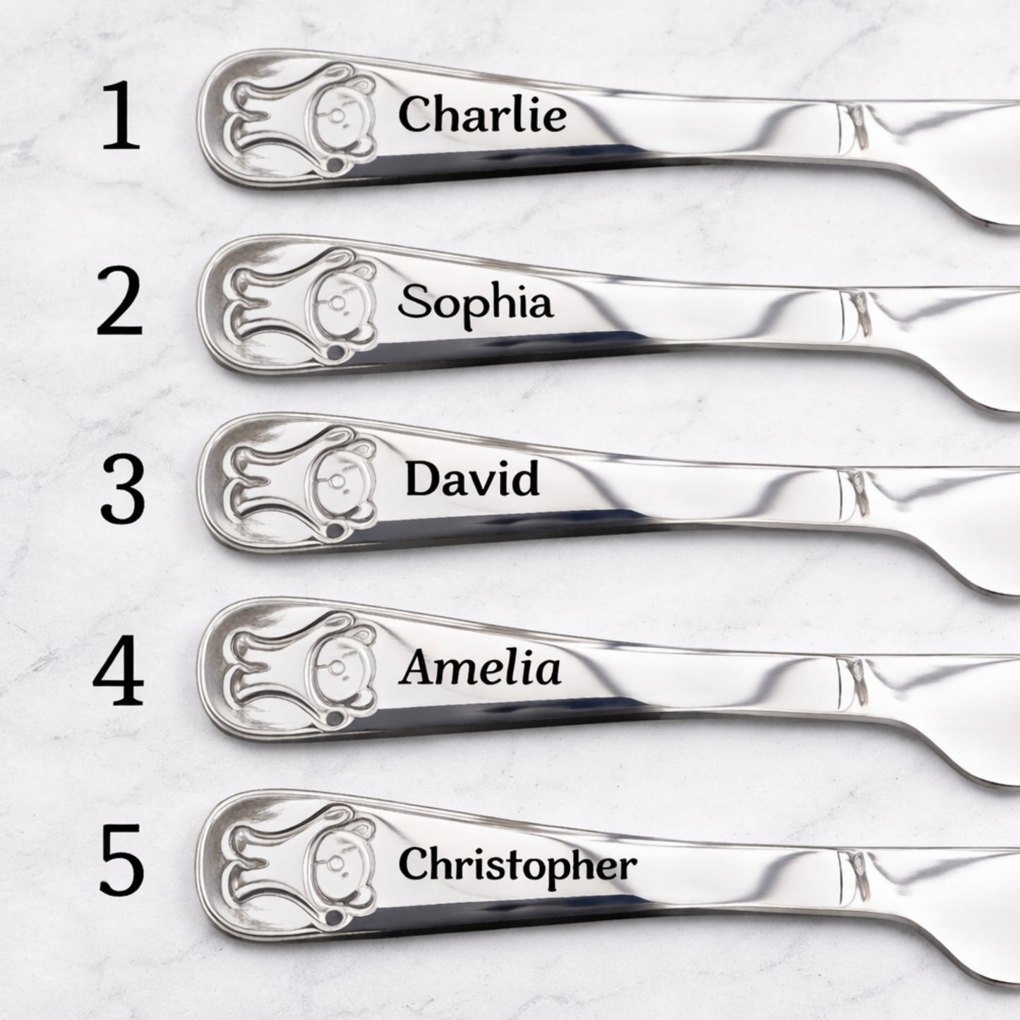 Personalised Childrens Cutlery Set | Bertie Bear 4 Piece Set