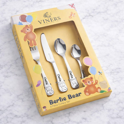 Personalised Childrens Cutlery Set | Bertie Bear 4 Piece Set