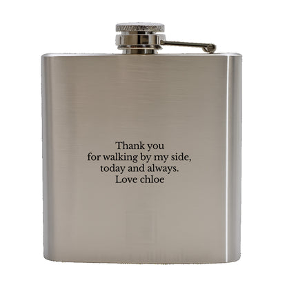 Custom Engraved Hip Flask & Whisky Glass Set – Elegant Wedding Gift for Best Man, Groomsman, Father of the Bride or Bridesmaid
