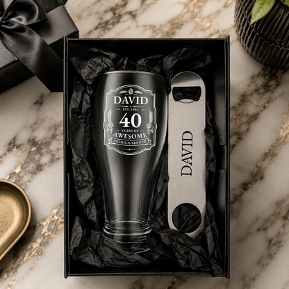 Personalised Pint Glass | Custom Engraved Beer Glass | Birthday Gift for Men