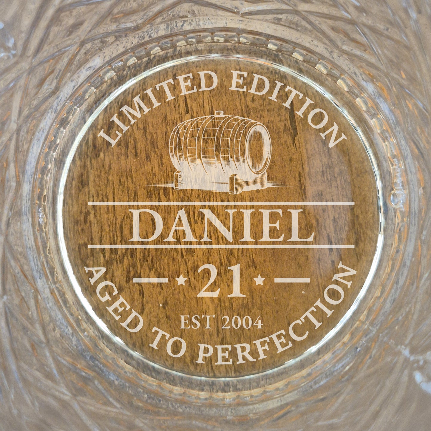 Personalised Whiskey Glass Birthday Gift Set: Whisky Barrel