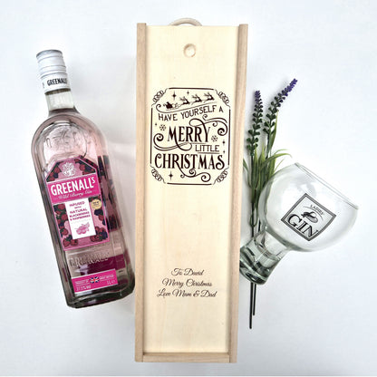 Personalised Christmas Champagne Box – Have Yourself A Merry Little Christmas Engraved Wooden wine Box