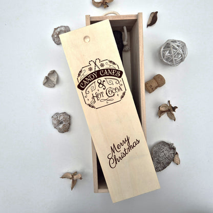 Personalised Christmas Champagne Box – Candy Canes & Hot Cocoa Engraved Wooden wine Box Engraved Wooden Wine Gift Box