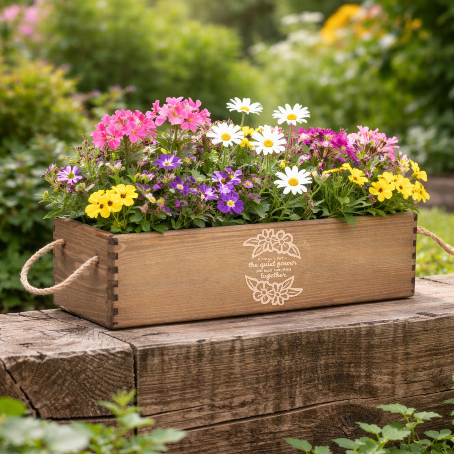 Personalised Wooden Planter Box for Mum | Engraved Mother’s Day Gift