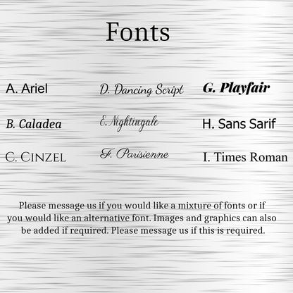 Comparison chart of various font styles on a lined paper background
