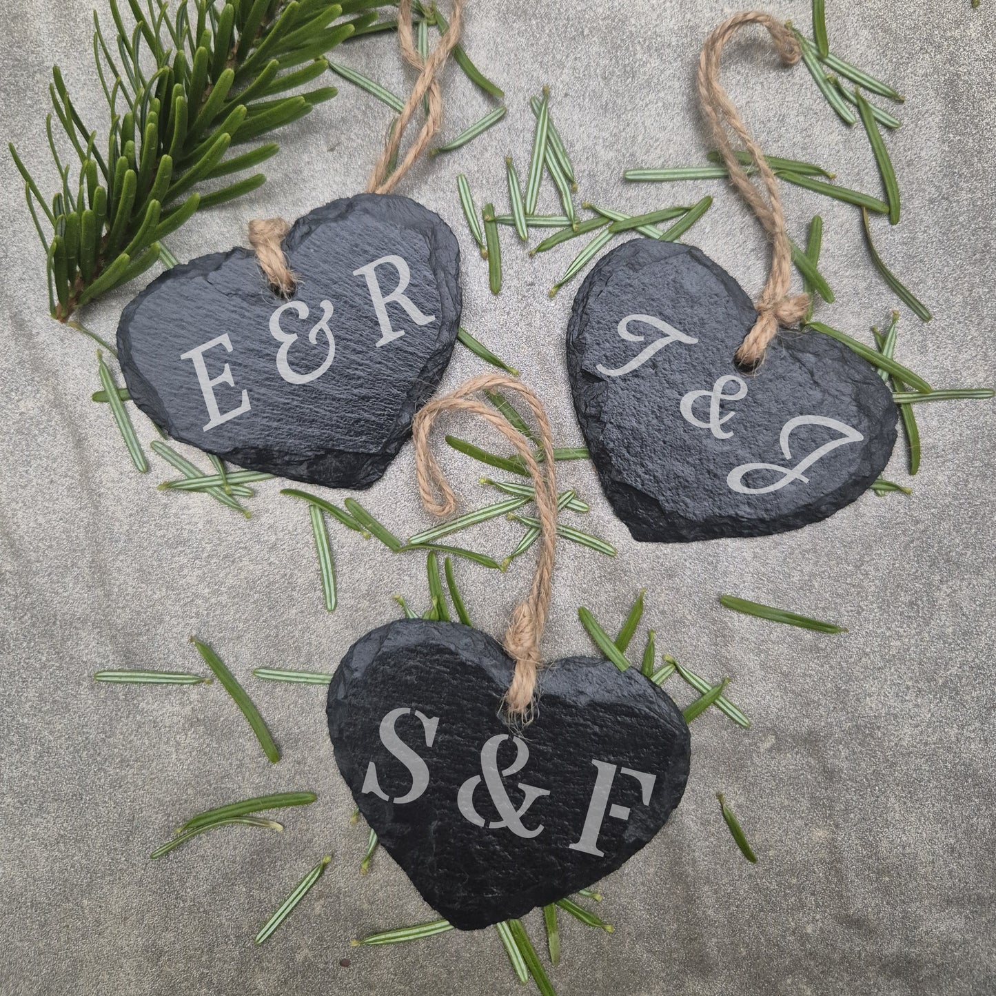 Personalised Slate Heart – Couples Initials & Message