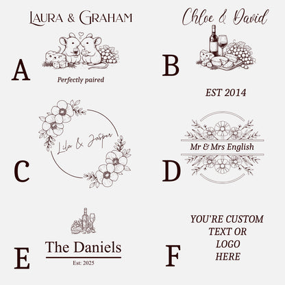 Personalised Valentine’s Day Couples Cheeseboard Gift Set – Engraved Charcuterie Board