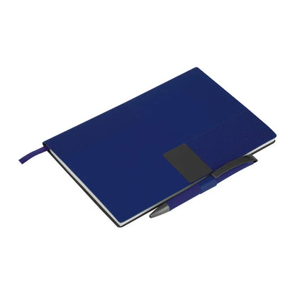 Navy heather Mersin A5 recycled PU notebook with matching ballpoint pen